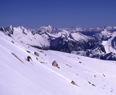 winter corn skiing on Mt Blum