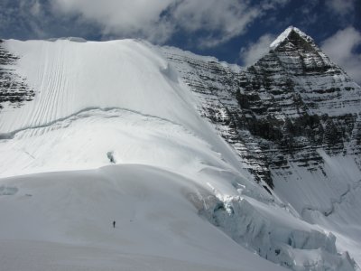 Approaching Kain Face on skis