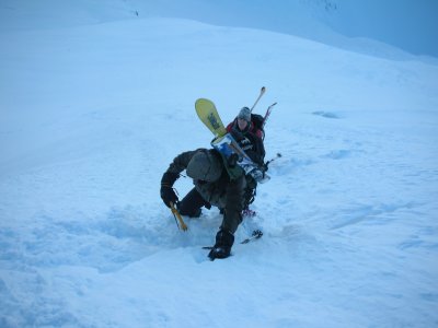 crossing the bergschrund