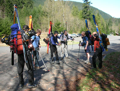 large assembly of ski mountaineers