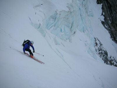 skiing ice cliff