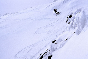 Skiing off the summit of Mt Stuart