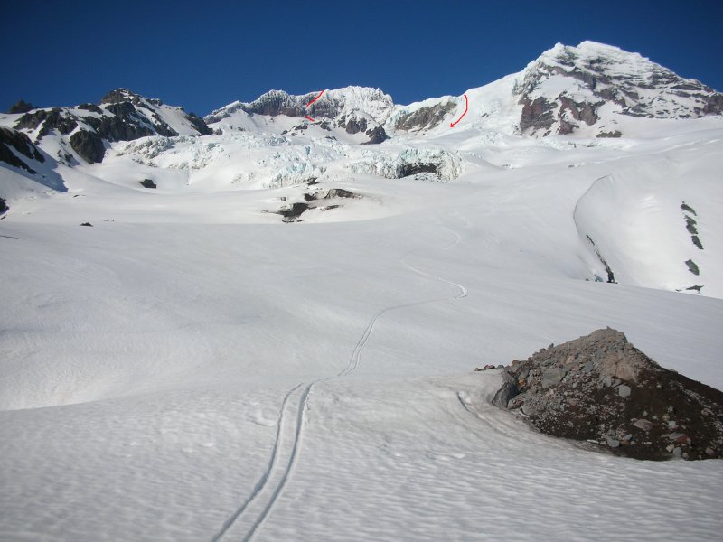 mt rainier sunset amphitheater couloir one-day climb tahoma glacier ski via the sickle