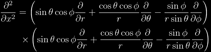 d^2/dx^2 in spherical coordinates