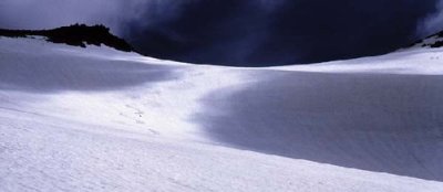 ski tracks on glacier